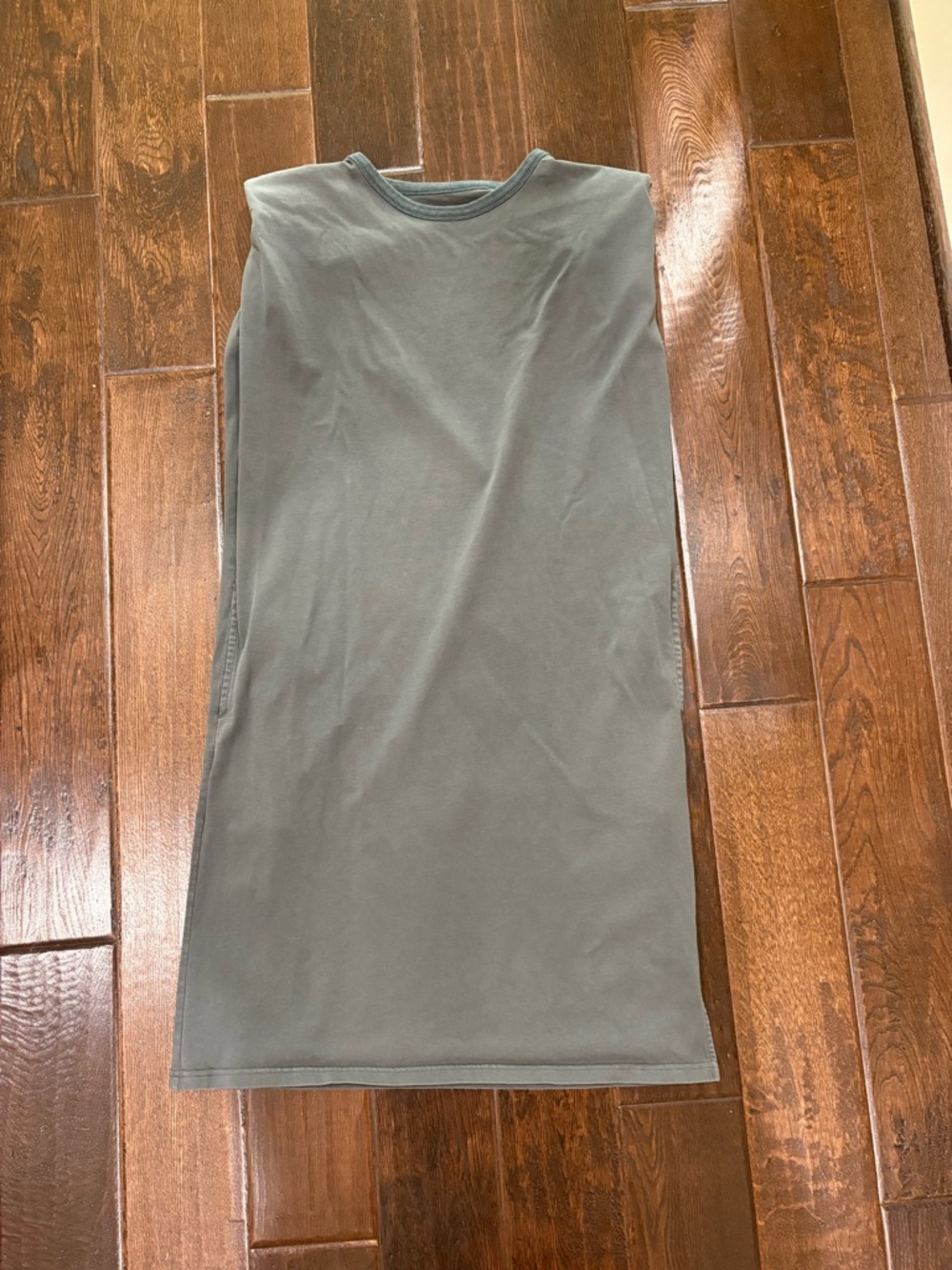 Muscle T Shirt Dress 100% Cotton Size 12 Gray Green Curvy Breathable Maybe Zara